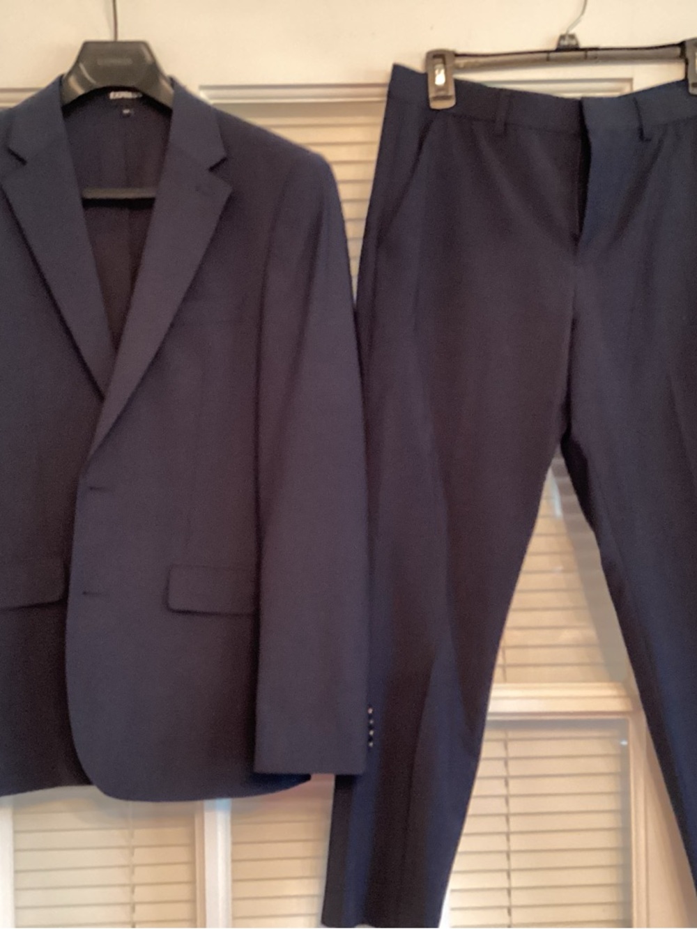 Express Men's Navy Two-Piece Suit Jacket and Trousers